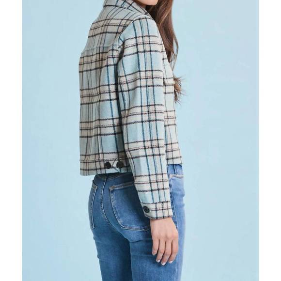 NEW TYLER BOE mallary plaid jacket in aqua  multi - Picture 2 of 2